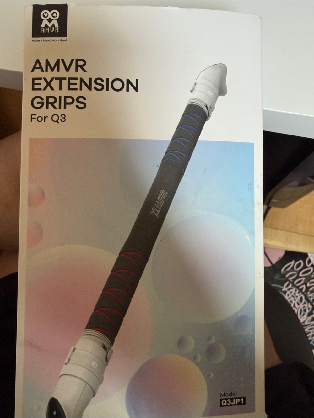 AMVR Extension Grips for Q3 - Black with Red & Blue Accents